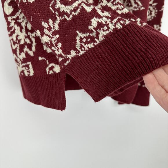 DR2 Red Floral Filigree Long Sleeve Cozy Feminine Long Sleeve Sweater Womens XL - Picture 5 of 8